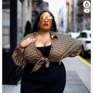 The Drop Women's Geometric Print Dolman Sleeve Tie-Front Blouse by @essiegolden